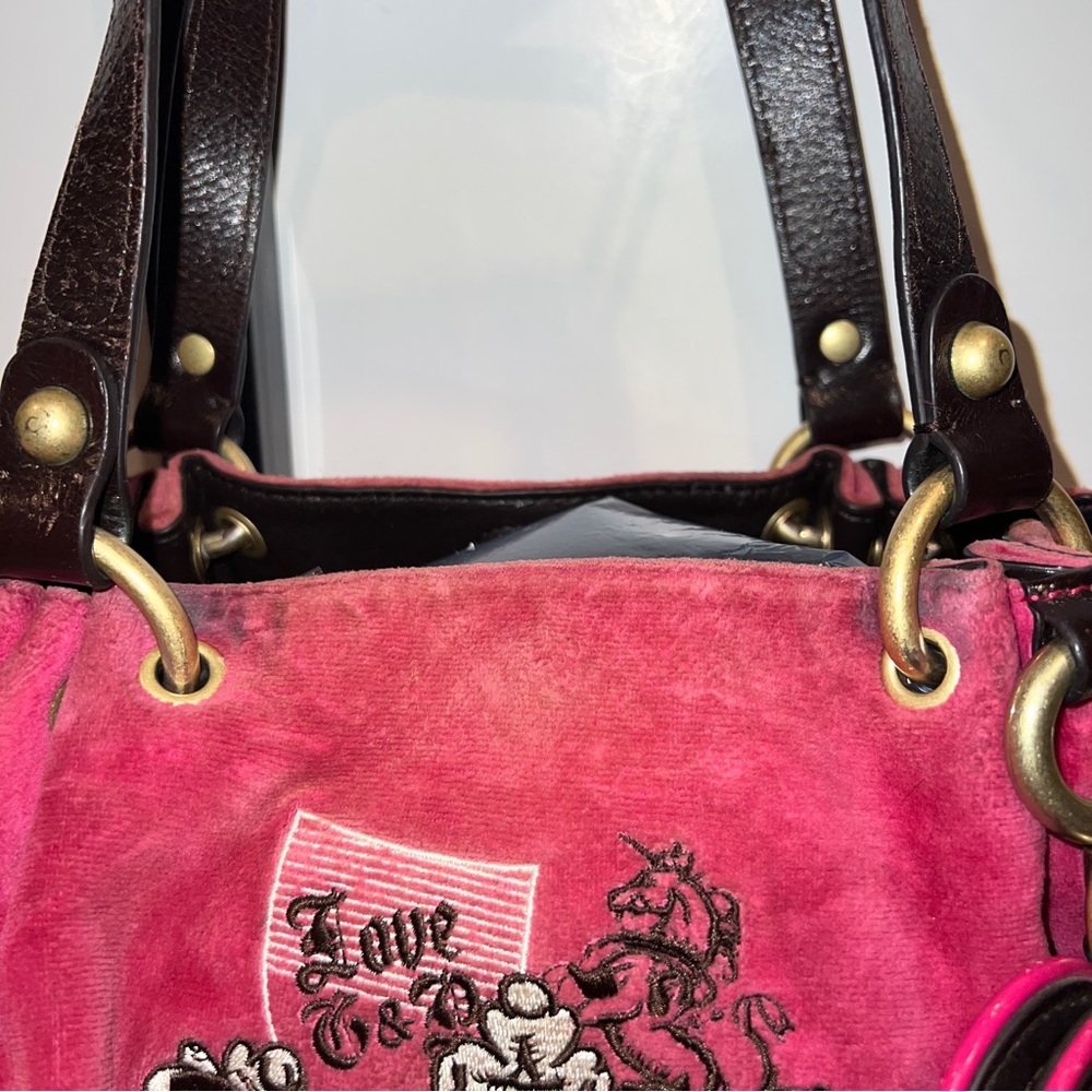 Pink Juicy Couture Purse Vintage Y2K Shoulder Bag Handbag Preloved Satchel Rare - Picture 4 of 13
